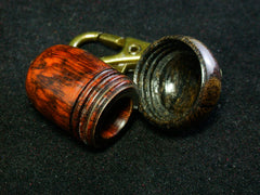 LV-1233 Snakewood & Burmese Blackwood Acorn Box, Keychain, Pill Fob, Bag Charm, Pendant-SCREW CAP
