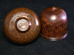 LV-1231 Snakewood & Red Palm Acorn Box, Pill Fob, Jewelry, Ring Box, Keepsake Box-SCREW CAP