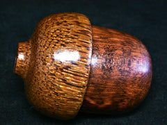 LV-1231 Snakewood & Red Palm Acorn Box, Pill Fob, Jewelry, Ring Box, Keepsake Box-SCREW CAP