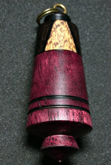 LV-1257 Purpleheart & Blackwood Pill Fob, Pendant, Bag Charm, Cremation Jewelry-SCREW CAP
