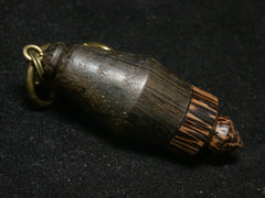 LV-1253 Irish Bog Oak & Black Palm Pill Fob, Pendant, Bag Charm, Cremation Jewelry-SCREW CAP