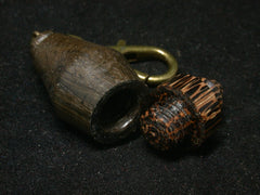 LV-1253 Irish Bog Oak & Black Palm Pill Fob, Pendant, Bag Charm, Cremation Jewelry-SCREW CAP