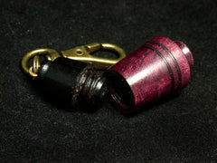LV-1257 Purpleheart & Blackwood Pill Fob, Pendant, Bag Charm, Cremation Jewelry-SCREW CAP