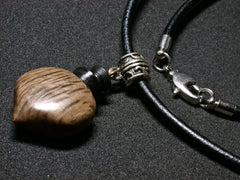 LV-1260 Cork Oak & Ebony Pendant, Charm, Secret Compartment Wooden Jewelry -SCREW CAP