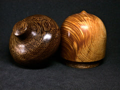 LV-1288 Ponderosa Pine Burl & Brownheart Hand Turned Acorn Trinket Box, Keepsakes, Jewelry Box-SCREW CAP
