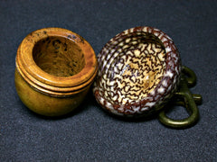 LV-1298 Agarita Burl & Betel Nut Acorn Box, Keychain, Pill Fob, Lucky Charm-SCREW CAP