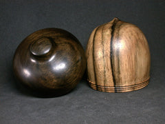 LV-1315 Persimmon & Ebony Hand Turned Wooden Acorn Trinket Box, Keepsakes, Jewelry Box-SCREW CAP