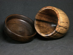 LV-1315 Persimmon & Ebony Hand Turned Wooden Acorn Trinket Box, Keepsakes, Jewelry Box-SCREW CAP