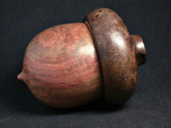 LV-1318 Carob & Walnut Burl Hand Turned Wooden Acorn Trinket Box, Keepsakes, Jewelry Box-SCREW CAP