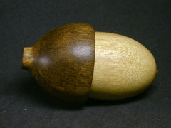 LV-1313 Yellowheart & Greenheart Hand Turned Wooden Acorn Trinket Box, Keepsakes, Jewelry Box-SCREW CAP