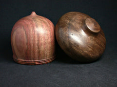 LV-1318 Carob & Walnut Burl Hand Turned Wooden Acorn Trinket Box, Keepsakes, Jewelry Box-SCREW CAP