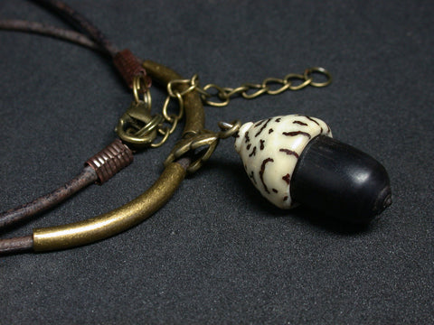 LV-1347 Gaboon Ebony & Palm Nut Threaded Pendant Necklace, Charm, Secret Compartment, Cremation Jewelry -SCREW CAP