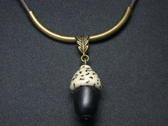 LV-1347 Gaboon Ebony & Palm Nut Threaded Pendant Necklace, Charm, Secret Compartment, Cremation Jewelry -SCREW CAP