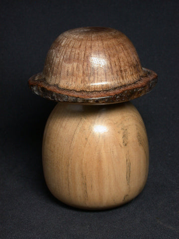 LV-1361 Ivorywood & Live Oak Mushroom Shaped Lidded Trinket Box, Jewelry Box-SCREW CAP