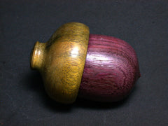 LV-1369  Purpleheart & Greenheart Hand Turned Acorn Trinket Box, Keepsakes, Jewelry Box-SCREW CAP