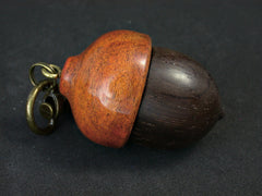 LV-1381 Brazilian Rosewood & Brazilwood Acorn Trinket Box, Secret Compartment Jewelry-SCREW CAP