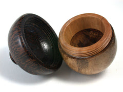 LV-1437 Selasian Wood & Black Palm Wooden Acorn Trinket Box, Keepsakes, Jewelry Box-SCREW CAP