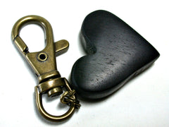LV-1448  Gaboon Ebony Wooden Heart Shaped Charm, Keychain, Unique Hand Made