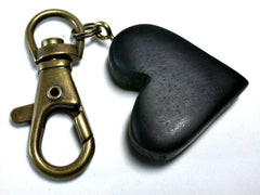 LV-1448  Gaboon Ebony Wooden Heart Shaped Charm, Keychain, Unique Hand Made