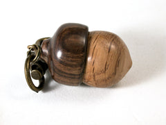 LV-1462 English Brown Oak & Cocuswood Acorn Pendant Box, Secret Compartment Jewelry-SCREW CAP