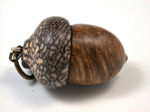 LV-1507  Velvet Tamarind Burl & Betel Nut Acorn Key Fob, Pill, Cash Stash, Cremation Jewelry-SCREW CAP