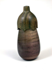 LV-1516  Blue Mahoe & Verawood Eggplant Threaded Trinket Box, Toothpick Holder, Jewelry Box-SCREW CAP