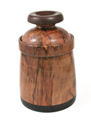 LV-0384  Spalted Photinia & Wenge Wood Turned Lidded Box, Jewelry Box-NICE