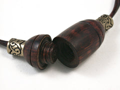 LV-1532 Snakewood Pendant Necklace, Secret Compartment, Cremation Jewelry -SCREW CAP