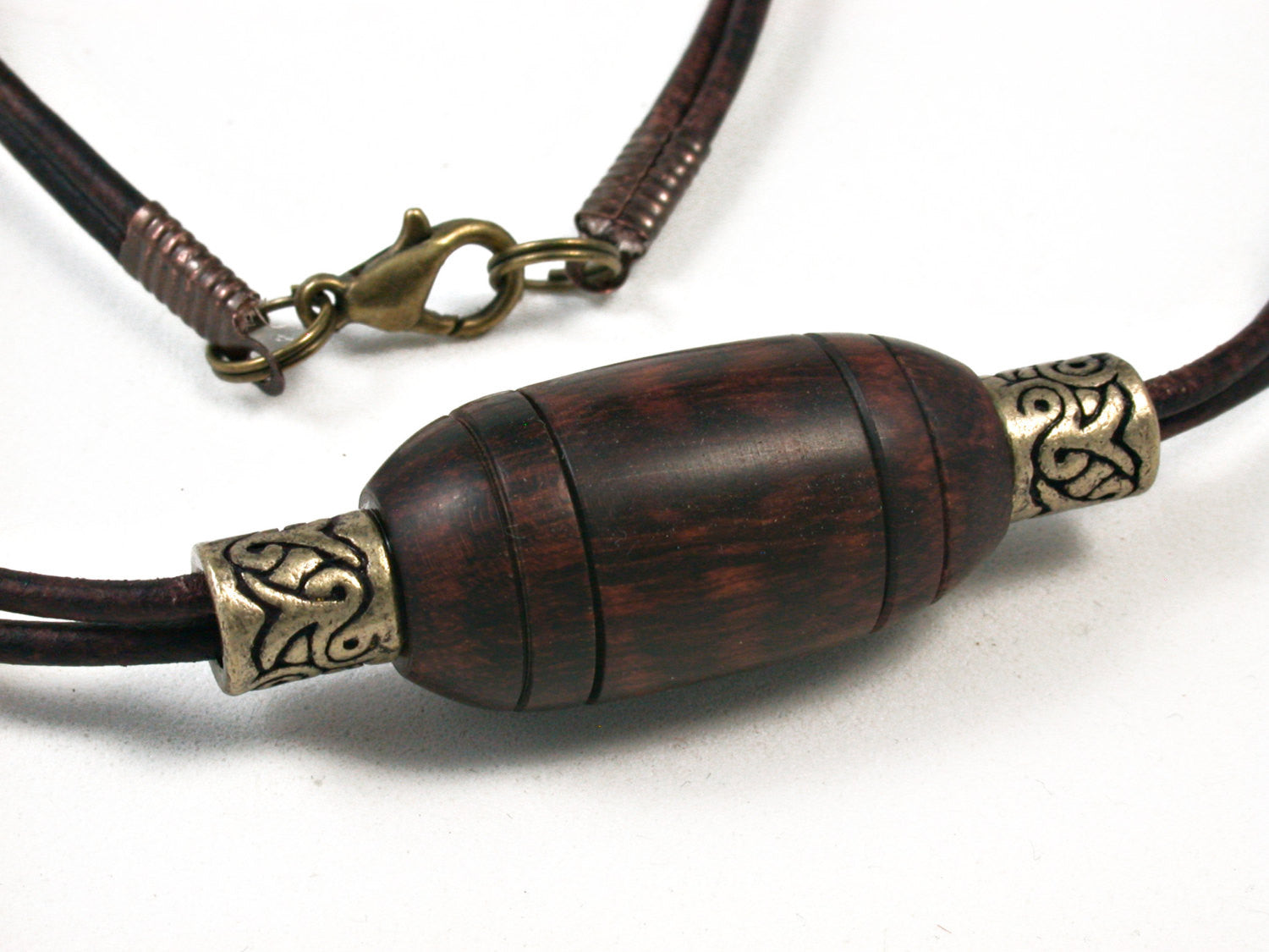 LV-1532 Snakewood Pendant Necklace, Secret Compartment, Cremation Jewelry -SCREW CAP