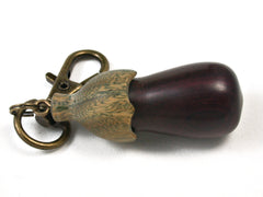 LV-1522 Bois de Rose & Verawood Eggplant Charm, Secret Compartment, Memmorial Pendant-SCREW CAP