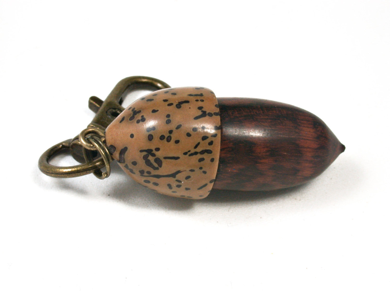 LV-1530  Snakewood & Palm Nut Acorn Key Fob, Pill Holder, Memmorial Pendant-SCREW CAP