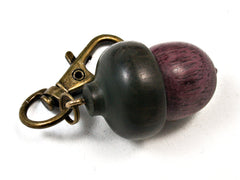 LV-1537 Purpleheart  and  Mun Ebony Acorn Key Fob, Pill Holder, Memorial Pendant-SCREW CAP