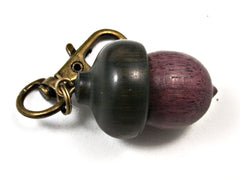 LV-1537 Purpleheart  and  Mun Ebony Acorn Key Fob, Pill Holder, Memorial Pendant-SCREW CAP
