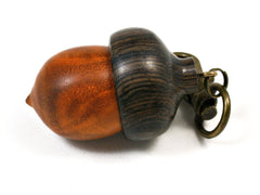LV-1567 Sappanwood & Burmese Blackwood Acorn Key Fob, Pill Holder, Memorial Pendant-SCREW CAP