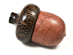 LV-1571 Redwood Burl & Black Palm Acorn Trinket Box, Keepsakes, Jewelry Box-SCREW CAP