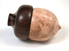 LV-1577 Dogwood Burl & Brazilian Rosewood Acorn Trinket Box, Keepsakes, Jewelry Box-SCREW CAP