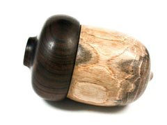 LV-1583  Black Mangrove & Mun Ebony Wooden Acorn Trinket Box, Keepsakes, Jewelry Box-SCREW CAP
