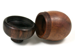 LV-1572 Camphor Burl & Mun Ebony Acorn Trinket Box, Keepsakes, Jewelry Box-SCREW CAP