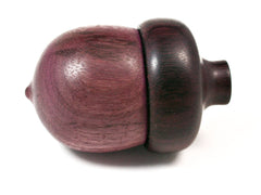 LV-1576  Purpleheart & East Indian Rosewood Acorn Trinket Box, Keepsakes, Jewelry Box-SCREW CAP