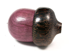 LV-1581 Purpleheart & Black Palm Wooden Acorn Trinket Box, Keepsakes, Jewelry Box-SCREW CAP