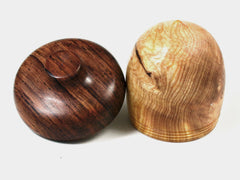 LV-1582  Ponderosa Pine Burl & Cocobolo Wooden Acorn Trinket Box, Keepsakes, Jewelry Box-SCREW CAP