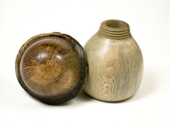 LV-1589  Holly & Live Oak Mushroom Shaped Trinket Box, Jewelry Box-SCREW CAP