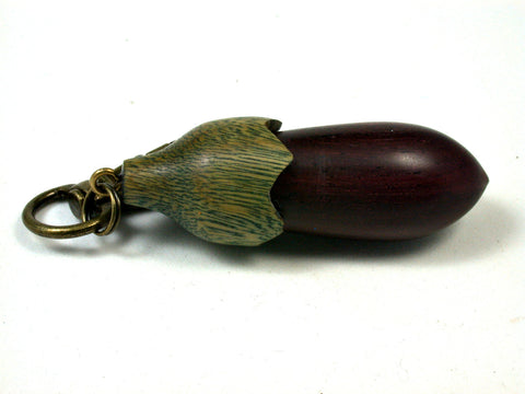 LV-1647 Bois de Rose & Verawood Eggplant Charm, Secret Compartment, Memorial Pendant-SCREW CAP