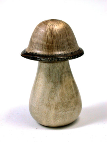 LV-1651  Holly & Live Oak Wooden Mushroom Trinket Box, Pill, Jewelry Box-SCREW CAP