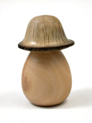 LV-1659 Photinia & Live Oak Wooden Mushroom Trinket Box, Pill, Jewelry Box-SCREW CAP