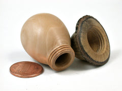 LV-1659 Photinia & Live Oak Wooden Mushroom Trinket Box, Pill, Jewelry Box-SCREW CAP