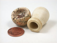 LV-1657  Holly & Palm Nut Wooden Mushroom Trinket Box, Pill, Jewelry Box-SCREW CAP
