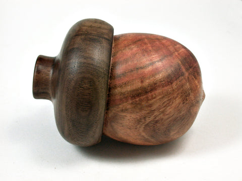 LV-1677  Carob & Walnut Wooden Acorn Trinket Box, Keepsake, Jewelry, Ring Box-SCREW CAP
