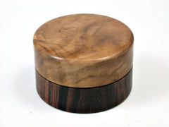 LV-1690  Cocobolo & Olive Burl Wooden Flat Pill Box, Ring Holder, Jewelry Box-SCREW CAP