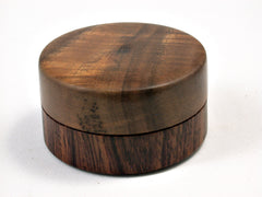 LV-1692  Cocobolo & Koa Wooden Flat Pill Box, Ring Holder, Jewelry Box-SCREW CAP